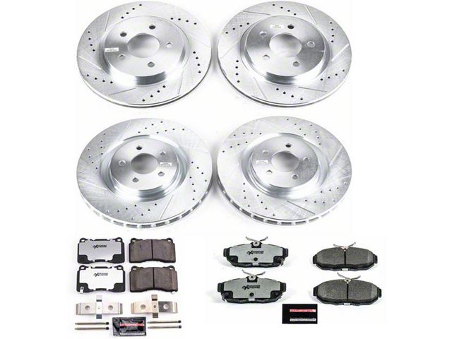 PowerStop Z26 Street Warrior Brake Rotor and Pad Kit; Front and Rear (11-14 Mustang GT w/ Performance Pack)