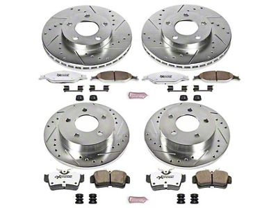 PowerStop Z26 Street Warrior Brake Rotor and Pad Kit; Front and Rear (99-04 Mustang GT, V6)