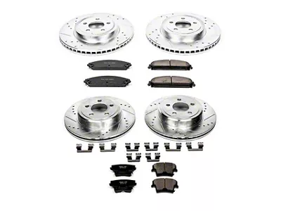 PowerStop Z23 Evolution Sport Brake Rotor and Pad Kit; Front and Rear (09-23 Challenger GT, R/T, Rallye Redline, SXT & T/A w/ Dual Piston Front Calipers; 2011 Challenger SE w/ Dual Piston Front Calipers)