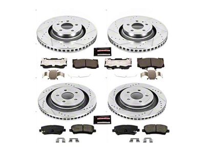PowerStop Z23 Evolution Sport Brake Rotor and Pad Kit; Front and Rear (15-23 Mustang GT w/o Performance Pack, EcoBoost w/ Performance Pack)