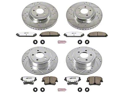 PowerStop Z26 Street Warrior Brake Rotor and Pad Kit; Front and Rear (09-23 Challenger GT, R/T, Rallye Redline, SXT & T/A w/ Dual Piston Front Calipers; 2011 Challenger SE w/ Dual Piston Front Calipers)