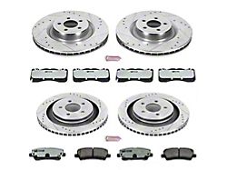 PowerStop Z26 Street Warrior Brake Rotor and Pad Kit; Front and Rear (15-23 Mustang GT w/ Performance Pack)