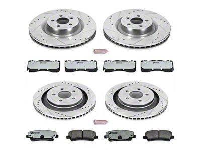 PowerStop Z26 Street Warrior Brake Rotor and Pad Kit; Front and Rear (15-23 Mustang GT w/ Performance Pack)