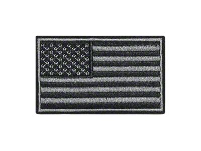Primo Workz Velcro Embroidered American Flag Patch; Black and Silver