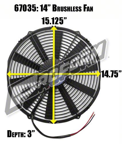 14 INCH THERMO FAN CURVED BLADE 12V 1730 CFM HIGH OUTPUT PUSH/PULL