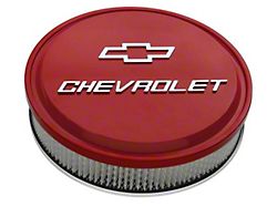 14-Inch Round Slant-Edge Air Cleaner with Bowtie and Chevrolet Logo; Red