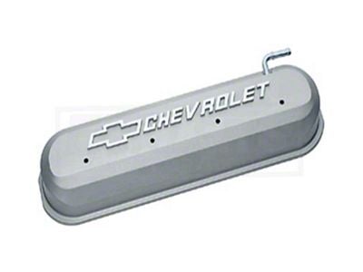 LS Slant-Edge Valve Cover with Bowtie and Chevrolet Logo; Gray Crinkle