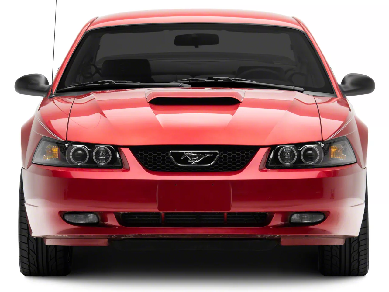 Raxiom Dual LED Halo Projector Headlights; Black Housing; Clear Lens (99-04  Mustang)