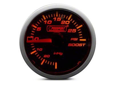 Prosport 52mm Performance Series Boost Gauge; Mechanical; 30 PSI; Amber/White (Universal; Some Adaptation May Be Required)