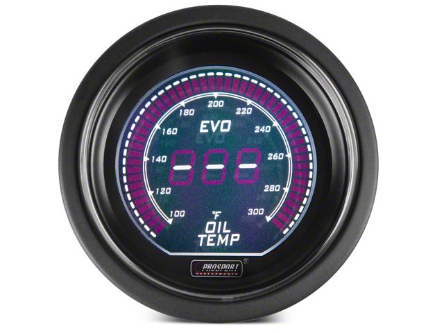 Prosport 52mm EVO Series Oil Temperature Gauge; Electrical; Green/White (Universal; Some Adaptation May Be Required)