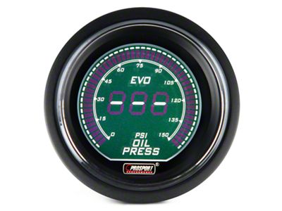 Prosport 52mm EVO Series Oil Pressure Digital Gauge; Electrical; Green/White (Universal; Some Adaptation May Be Required)