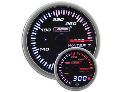 Prosport 52mm JDM Series Dual Display Water Temperature Gauge; Electrical; Amber/White (Universal; Some Adaptation May Be Required)