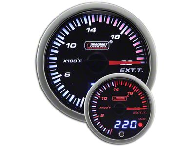 Prosport 52mm JDM Series Dual Display Exhaust Gas Temperature Gauge; Electrical; Amber/White (Universal; Some Adaptation May Be Required)