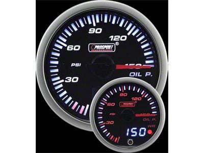 Prosport 52mm JDM Series Dual Display Oil Pressure Gauge; Electrical; Amber/White (Universal; Some Adaptation May Be Required)