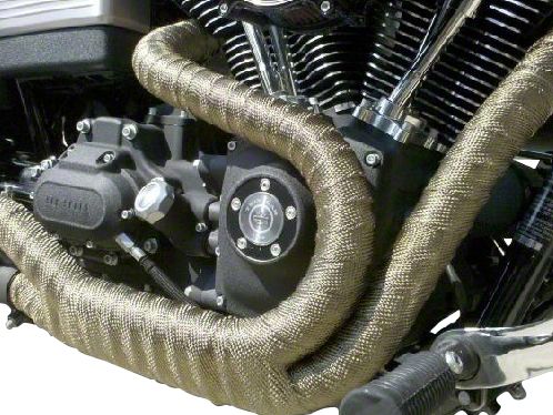50-Foot Motorcycle Exhaust Heat Wrap - Fiberglass Header Wrap, Titanium Look