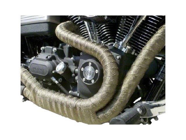 50-Foot Motorcycle Exhaust Heat Wrap - Fiberglass Header Wrap, Titanium Look