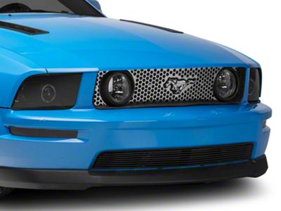 Putco Punch Design Upper Grille; Polished (05-09 Mustang GT)