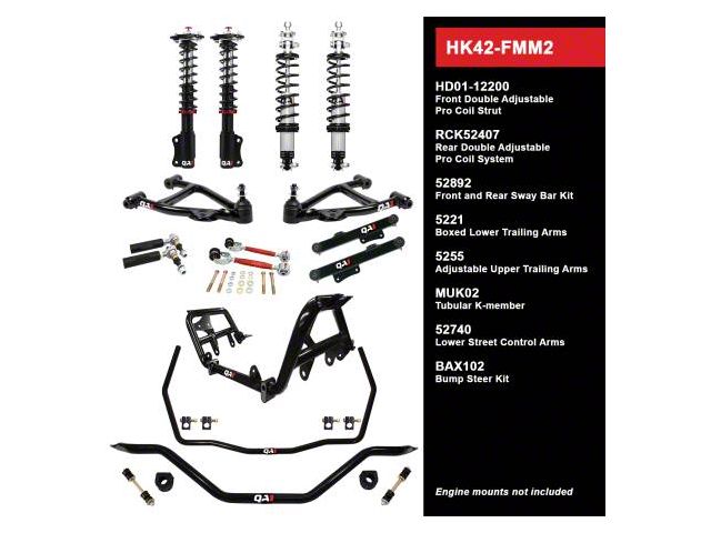 QA1 Level 2 Handing Kit with Coil-Overs; Wide Stance (87-89 Mustang)
