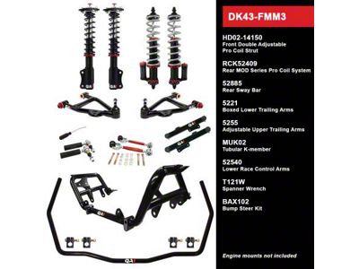 QA1 Level 3 Drag Kit with Coil-Overs; Wide Stance (90-93 Mustang)