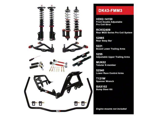 QA1 Level 3 Drag Kit with Coil-Overs; Wide Stance (90-93 Mustang)