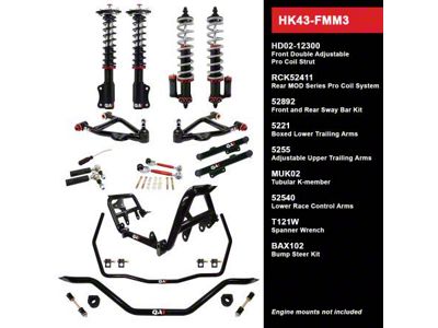 QA1 Level 3 Handling Kit with Coil-Overs; Wide Stance (90-93 Mustang)