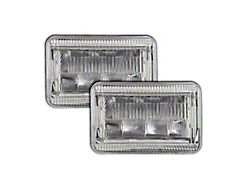 Quake LED Classic Series Tech 4x6-Inch LED Headlights with RGB Accent; Chrome Housing; Clear Lens (79-86 Mustang)