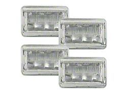 Quake LED Classic Tech Series 4x6-Inch LED Headlights with RGB Accent; Chrome Housing; Clear Lens (79-86 Mustang)