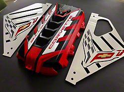 Engine Cover Package; Torch Red/Black/Arctic White (20-26 6.2L Corvette C8 Coupe)