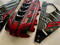 Engine Cover Package; Edge Red/Black with Black Emblem (20-26 6.2L Corvette C8 Coupe)