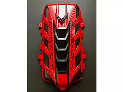 Engine Cover; Torch Red with Torch Red Carbon Fiber Rails and Black Emblem (20-26 6.2L Corvette C8 Coupe)