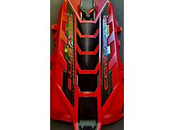 Engine Cover; Torch Red/Black with Red Letter Black Carbon Fiber Rails (20-26 6.2L Corvette C8 Coupe)