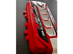 Engine Cover; Torch Red/Arctic White with Black Carbon Fiber Rails (20-26 6.2L Corvette C8 Coupe)