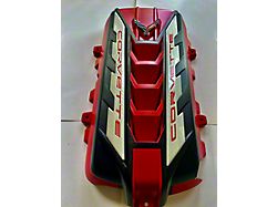 Race Ready Panels Engine Cover; Torch Red/Black with Red Letter Arctic White Carbon Fiber Rails (20-26 6.2L Corvette C8 Coupe)