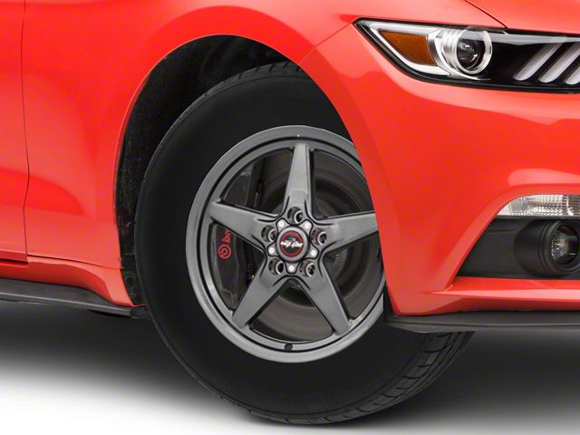 Race Star 92 Drag Star Bracket Racer Metallic Gray Wheel; Front Only; 17x4.5 (15-23 Mustang EcoBoost w/o Performance Pack, V6)