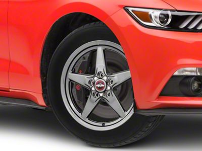 Race Star 92 Drag Star Bracket Racer Metallic Gray Wheel; Front Only; 18x5; 25.4mm Offset (15-23 Mustang GT, EcoBoost, V6)