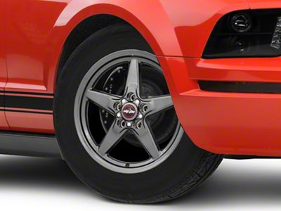 Race Star 92 Drag Star Bracket Racer Metallic Gray Wheel; Front Only; 17x4.5; 25.4mm Offset (79-93 Mustang w/ 5-Lug Conversion)
