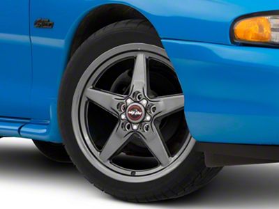 Race Star 92 Drag Star Bracket Racer Metallic Gray Wheel; Front Only; 18x5; 25.4mm Offset (94-98 Mustang)