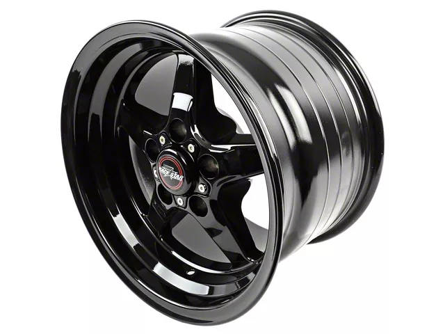 Race Star 92 Drag Star Bracket Racer Gloss Black Wheel; Rear Only; 15x10 (99-04 Mustang GT, V6)