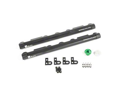Radium Engineering Aluminum Fuel Rails; Black Anodized (86-95 V8 Mustang)