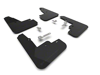 Rally Armor Mach-E Black Mud Flaps with Nitrous Blue Logo; Front 