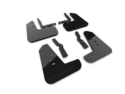Rally Armor Black Mud Flaps with Metallic Black Logo; Front and Rear (24-25 Mustang)