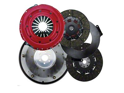 RAM Clutches Force 10.5 300 Series Organic Dual Disc Clutch Kit with 6-Bolt Steel Flywheel; 10-Spline (96-00 4.6L Mustang; 05-10 Mustang GT)
