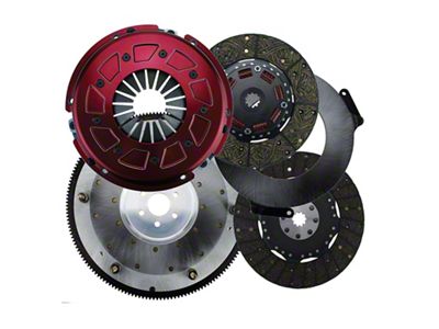 RAM Clutches Pro Street 300 Series Organic Dual Disc Clutch Kit with 6-Bolt Steel Flywheel; 10-Spline (05-10 Mustang GT)