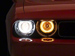 Raxiom Dual LED Halo Projector Headlights; Black Housing; Clear Lens (08-14 Challenger w/ Factory Halogen Headlights)