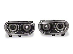 Raxiom Dual Projector LED Halo Headlights; Black Housing; Clear Lens (08-14 Challenger w/ Factory HID Headlights)