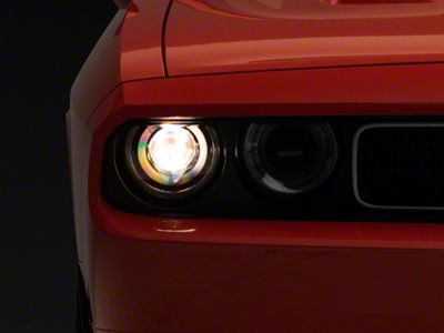 Raxiom Halo Projector Headlights with Sequential Turn Signals; Black Housing; Clear Lens (08-14 Challenger w/ Factory Halogen Headlights)