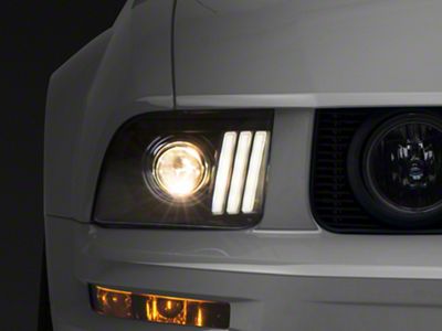 DRL Projector Headlights; Black Housing; Clear Lens (05-09 Mustang w/ Factory Halogen Headlights, Excluding GT500)