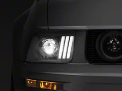 DRL Projector Headlights; Chrome Housing; Clear Lens (05-09 Mustang w/ Factory Halogen Headlights, Excluding GT500)