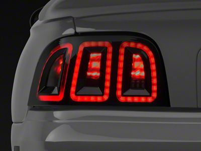 Raxiom Icon LED Tail Lights; Black Housing; Smoked Lens (96-98 Mustang)