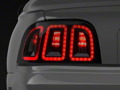 Raxiom Icon LED Tail Lights; Black Housing; Smoked Lens (96-98 Mustang)